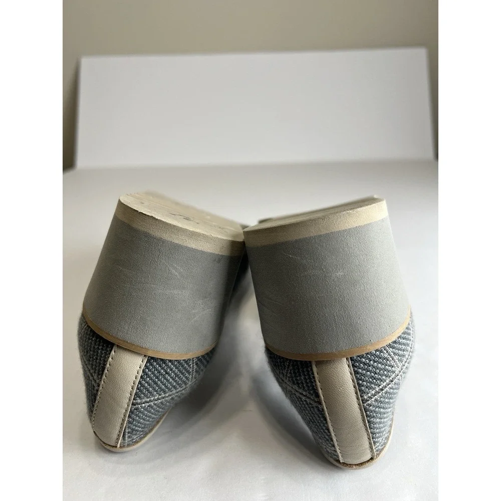 NYDJ  Women Edward Suede Wedge Shoes Sz 7.5M Grey Plaid Gold Buckle Comfort